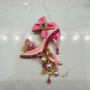 Pink High Heel Brooch with Charms